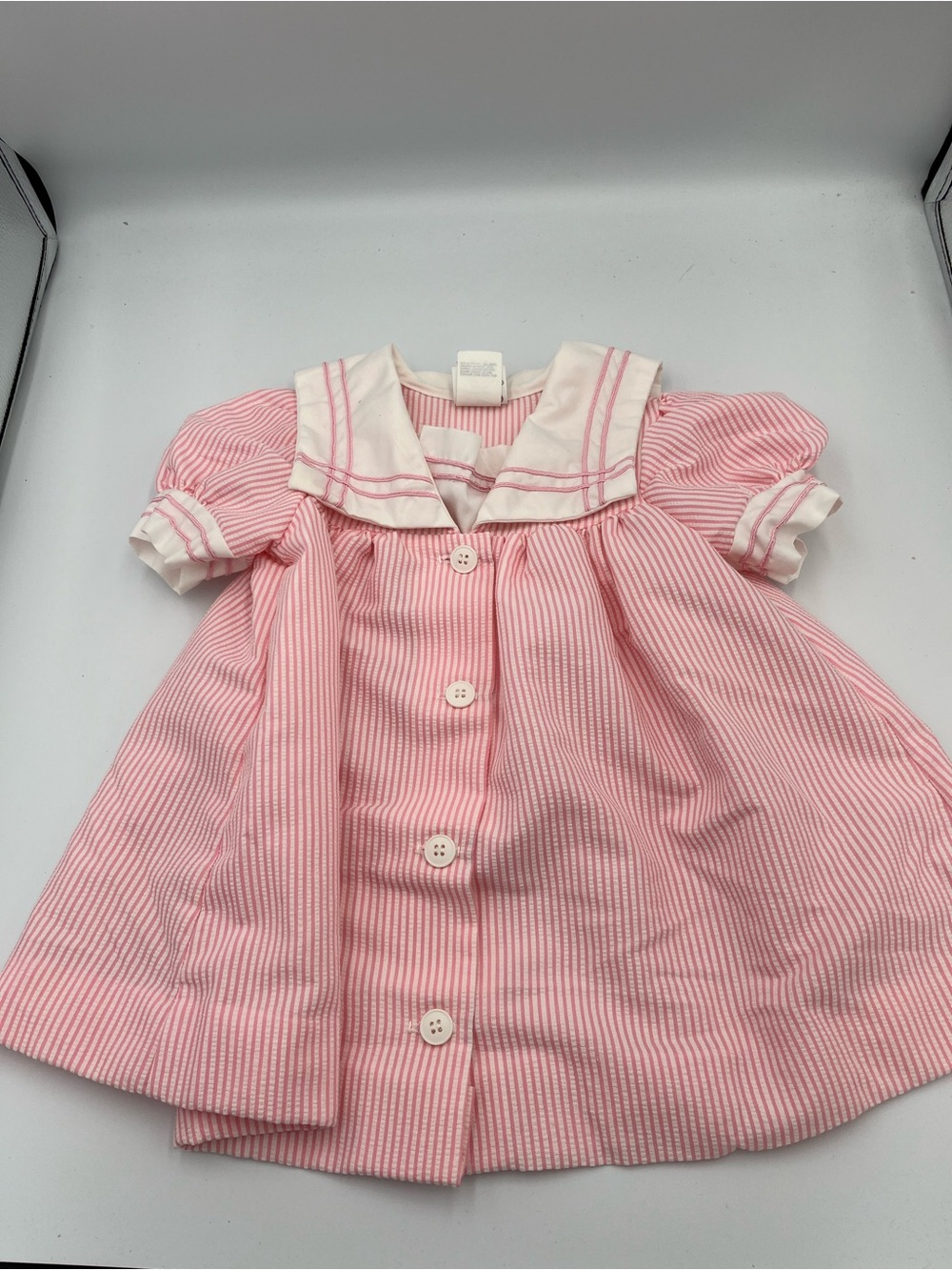 Vintage Winnie The Pooh Disney Toddler Dress Pink Seersucker 2T USA